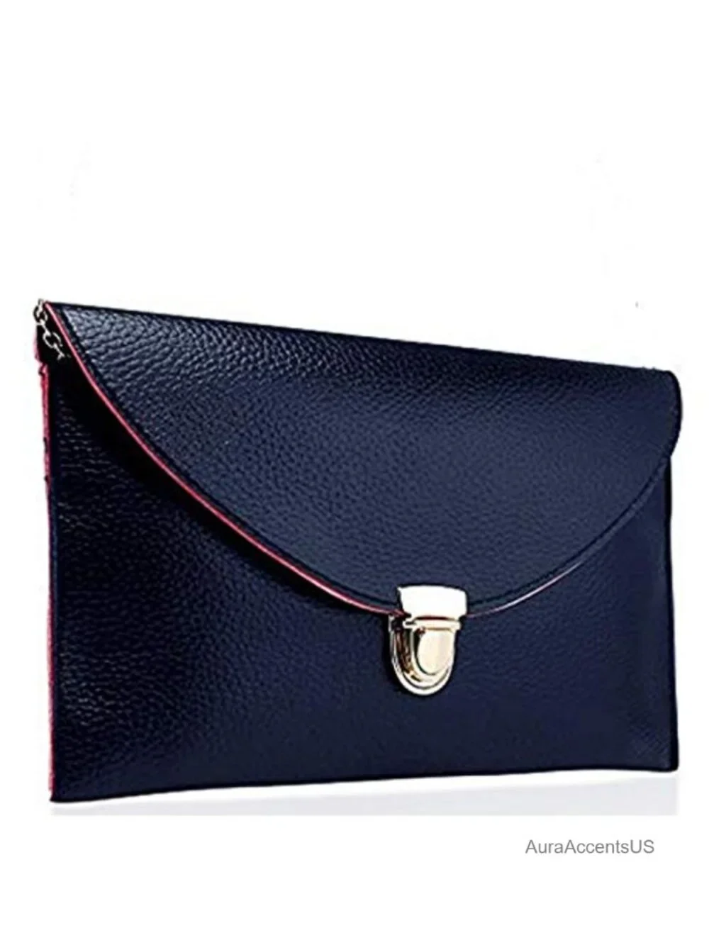 Faux Leather Envelope Clutch Crossbody Bag with Chain Strap